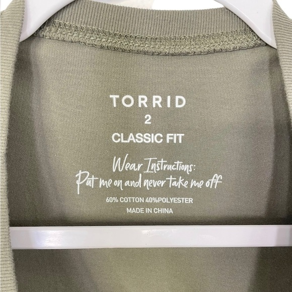 Torrid Classic Fit‎ Crew Neck Tee Horse Graphic Dusty Olive Green NWT - Picture 6 of 10